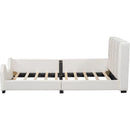 Twin Size Upholstered Platform Bed with Guardrail, White