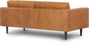 Cognac Tan Leather Mid Century Sofa With Bolsters In Stock