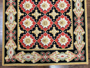 Runner Rug 4x19, Panel Design Rug, Custom Made Stark Runner Carpet, Wool, Vintage 4 x 19 Hallway Rug, European Design, Red Black Ivory Tan