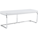 White shoe changing stool, silver metal legs, sofa stool dining chair, suitable for bedroom, fitting room, storage room, dining room, living room. 005