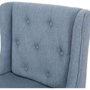 Vienna Contemporary Fabric Tufted Wingback 31 Inch Counter Stools, Set of 2, Light Blue and Natural