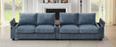 Modern 4-Seater Corduroy Sofa Couch with USB Ports, Hidden Storage, Flip-Top Cup Holders, Blue, 133'