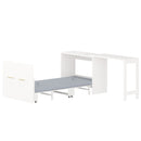 Twin Size Murphy Cabinet Bed with Adjustable Position Desk, Murphy Chest Dresser Bed with Foldable Cushion for Guest Room,Small Space, White