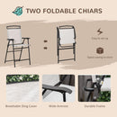 Patio Dining Set With 2 Folding Chairs Beige Umbrella