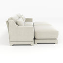Elegant Beige Chenille Two-Seater Sofa with Ottomans and Lumbar Pillows