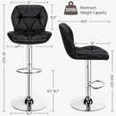 Set Of 2 Modern Adjustable Black PU Leather Bar Stools