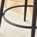 Fashionable Ergonomic High Legged Bar Chairs with White Fabric Cushions, 35.5 Inches Tall, Black and White Color.Set of 2.