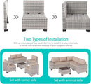 Beige 6 Piece Wicker Patio Sofa Set With Thick Cushions