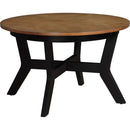 32inch Wood Round Coffee Table for Living Room,Mid Century Farmhouse Circle Wooden Coffee Tables for Apartment, Easy Assembly,Black and Walnut Top