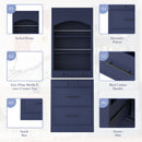 [Assembly Video Provided] TOPMAX Modern 83.7inch High Kitchen Pantry, Freestanding Tall Kitchen Hutch with Faux Marble Top,Cupboard Cabinet with 5 Storage Drawers and Adjustable Shelf, Set of 2, Blue