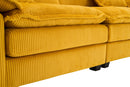 Corduroy 2-seats sofa With 2 back pillows,2 toss pillows and two ottoman,Comfy Sofa- Deep Seat Couch for Living Room,Yellow
