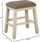 24 Inch Counter Height Upholstered Bar Stool Set Whitewash