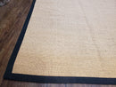 Jute Rug 8x10, Natural Jute Fiber Area Rug, Natural Sisal Area Rug with Black Border, 8x10 Carpet, Solid Jute Rug 8 x 10, Farmhouse Rug