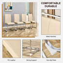 Modern Dining Chairs, PU Faux Leather High Back Upholstered Side Chair with Silver C-shaped Tube Chrome Metal Legs for Dining Room Kitchen Vanity Patio Club Guest Office Chair (Set of 4 (Beige+PU)