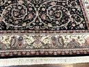 Black Pak Persian Rug 8x11, Floral Pattern, Hand Knotted Vintage Wool Rug with Silk Highlights, Fine 200 KPSI