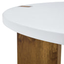 Minimalist Circular MDF Coffee Table with Embedded Leg Design, White and Wood Finish, 33.4-Inch Diameter