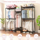 Heavy Duty Garment Rack With 8 Adjustable Wire Shelves and 5 Clothes Rails, Freestanding Closet Organizer, Black Metal