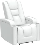 Cream White Power Recliner Chair With USB Ports And Hidden Storage