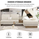 114" L-shaped Sofa Sectional Sofa with Two USB Ports and Two Power Sockets, a Storage Drawer and a Reversible Chaise Lounge for Living Room, Beige