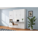 Queen Size Murphy Bed with 2 Side Cabinet Storage Shelves, 68-inch Cabinet Bed Folding Wall Bed with Desk Combo Perfect for Guest Room, Study, Office,White(old sku:BS7013008104C)