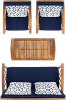 Fontana 4 Piece Patio Set Navy Cushions Geometric Pattern