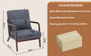 Mid-Century Modern Accent Chair, Arm Chair Living Room Chairs with Pillow Upholstered Reading Chair with Solid Wood Frame &  Living Room Bedroom Balcony (Antique Dark Grey)