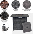 5 Piece Patio Wicker Set With Propane Fire Pit Table