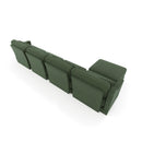 Stylish Green Four-Seater Sofa with Movable Ottoman, Ergonomic Design, Chenille Fabric, Wooden Base
