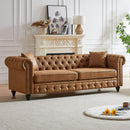 85.5"Living Room with Tech Fabric Chesterfield Sofa with Rolled Arms 3 Seater Sofa with Button Design and 2 Cushions for Apartment, Office, Living Room