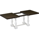 Traditional 6-Piece 78inch Trestle Extendable Dining Table Set with One 18inch Removable Leaf, Padded Dining Chairs and Bench,Distressed White