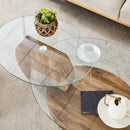 Modern Natural Wood Grain Double Layer Coffee Table - Versatile Design, Multiple Colors, MDF and Reinforced Glass