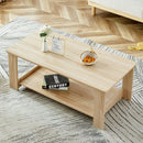 A modern and practical log colored textured coffee table,tea table. The double-layer coffee table is made of MDF material. Suitable for living room 43.3"x21.6"x16.5"
