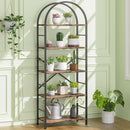 Arched Five Tier Bookshelf Rustic Brown Storage Unit