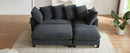 Black Upholstered 83' L-shaped Sectional Sofa with Storage, Movable Ottoman, and Six Throw Pillows