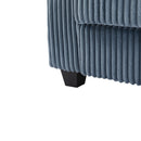 Modern 4-Seater Corduroy Sofa Couch with USB Ports, Hidden Storage, Flip-Top Cup Holders, Blue, 133'