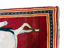3.5 X 6 Handmade Hand-Knotted New Vintage Rug Quality Wool White Horses Red