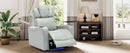 Modern PU Leather Power Recliner with Cooling Cup Holder, Bluetooth Speaker, LED Lights, USB Ports, Tray Table, Arm Storage, Grey