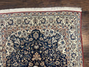 Super Fine Persian Nain Rug 3.6 x 5.4, Navy Blue and Ivory, 700 KPSI