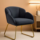 Flower Shape Velvet Armchair With Golden Legs Dark Gray