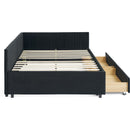 Full Size Upholstered Tufted Bed Frame with Two Drawers, Sofa Bed Frame with Comfortable Backrest and Armrests, Velvet, Black(79.5''x58''x25'')