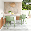 Milan Outdoor Dining Chair Set of 2 in Green Iron with Modern Design and Comfortable Dimensions