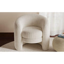 Modern Curved Back Upholstered Accent Chair, Soft Cozy Boucle Fabric, Comfortable Plush Seating, No Assembly Required, Versatile Style for Living Room/Reading Room/Bedroom, Ivory