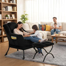 Large Upholstered Lounge Chair With Ottoman And Armrests