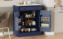 [Assembly Video Provided] TOPMAX Modern Freestanding Kitchen Pantry,Buffet Food Storage, Coffee Bar Cabinet with Drawer, 2 Adjustable Shelves and 2 Door Shelves for Dining, Kitchen, Blue
