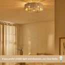 20 Inch Rattan Boho Ceiling Fan With Integrated LED Light
