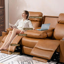 Power Three Seat Recliner Sofa With USB Ports Brown Finish