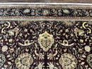 Indo Persian Rug 10x14, Floral Allover, Handmade Vintage Wool Rug, Dark Maroon/Plum and Black