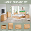 Contemporary Oak Seven Drawer Dresser With Textured Surface