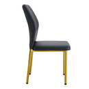 Luxury Simple Chair Set of 4 Black PU High Resilience Dining Chair with Metal Gold Legs