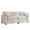 Modern Fabric Living Room Sofa 2 Seater with 4 Pillows, Upholstered Deep Seating Loveseat, Light Beige Corduroy